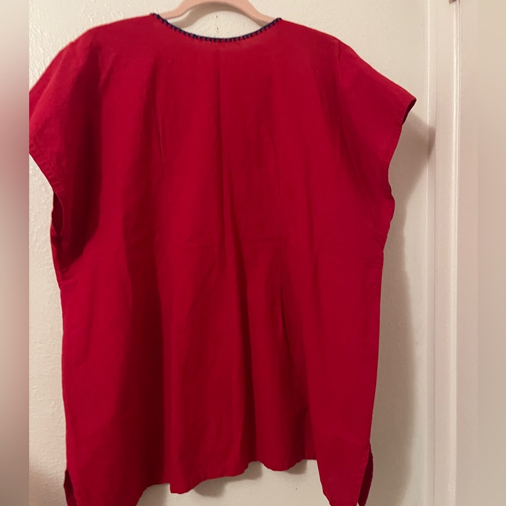 Red Embroidered Blouse, XL - Picture 4 of 4